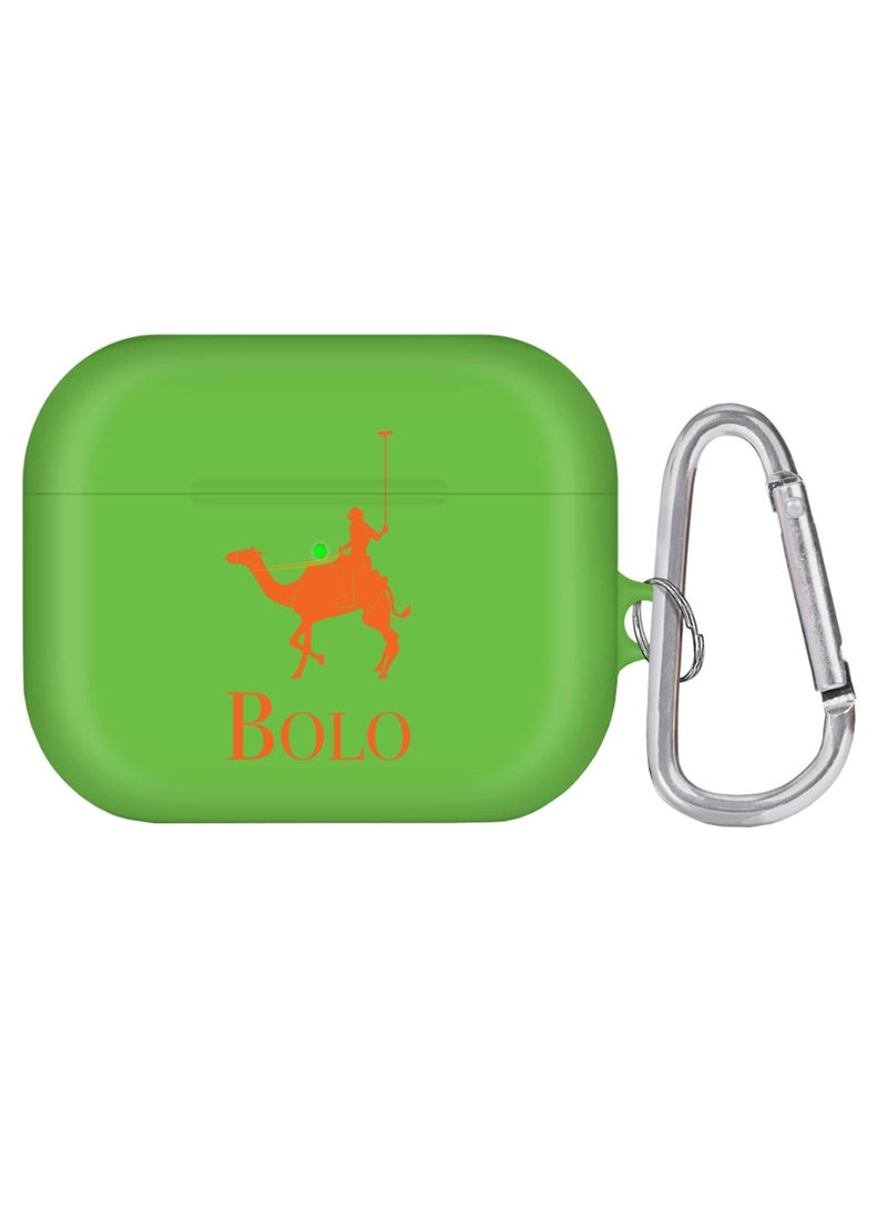 ستايلايزد غطاء حماية واقٍ مزود بحلقة بقفل زنبركي لسماعة أبل آيربودز برو أخضر/برتقالي/فضي