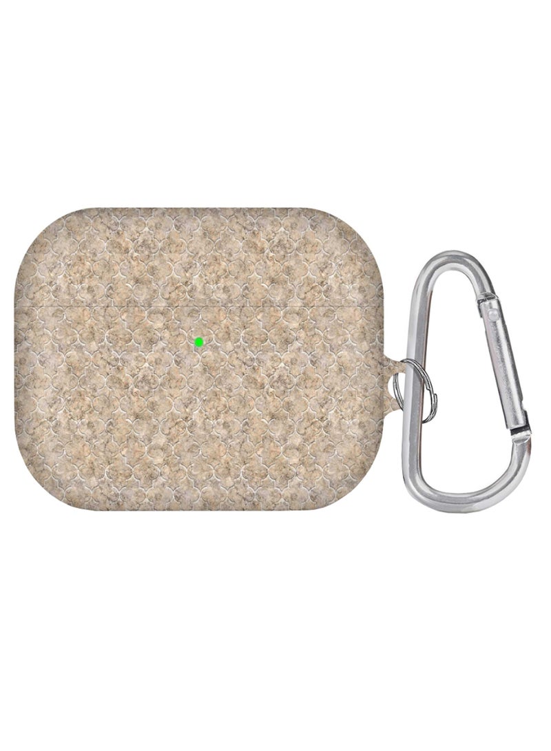 Stylizedd Arabesque Tiles Printed AirPods Pro Case With Carabiner Beige/White/Silver 