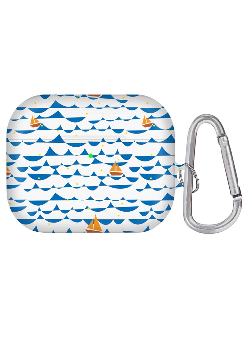 ستايلايزد غطاء حماية لسماعات آيربودز برو مزين بطبعة مراكب شراعية مع حلقة بقفل زنبركي متعدد الألوان