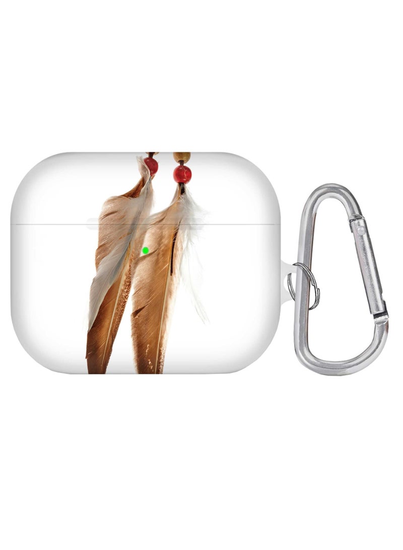 ستايلايزد غطاء حماية لسماعة آيربودز برو مزود بخطاف حلقي ومزين بطبعة ريشة طويلة متعدد الألوان