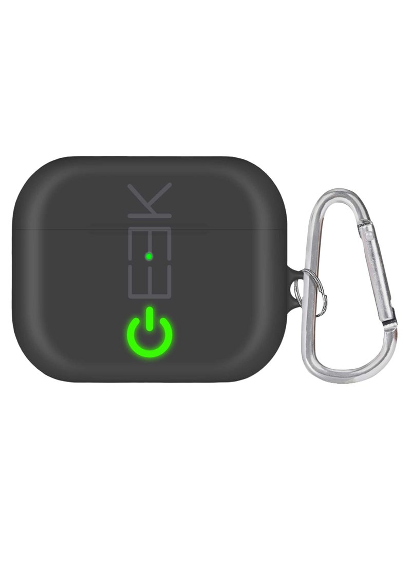 حافظة لسماعات آيربودز برو مزودة بحلقة بقفل زنبركي بطبعة رمز مفتاح التشغيل رمادي/أخضر/فضي