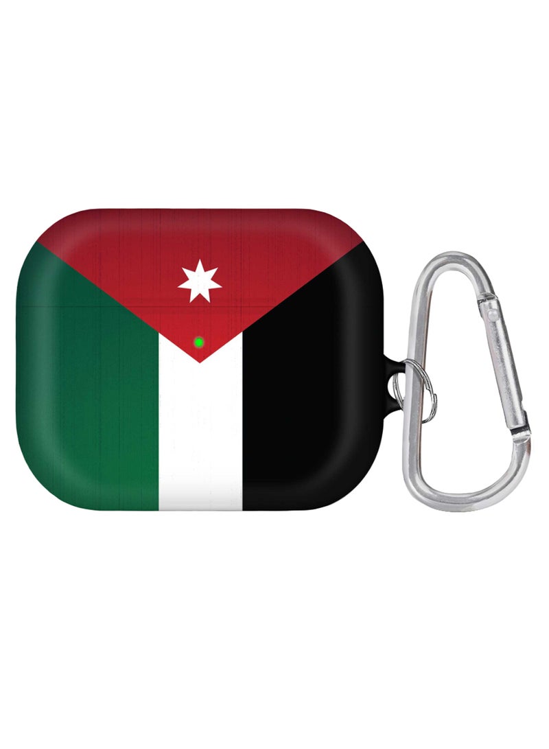 حافظة لسماعات آيربودز برو مزودة بحلقة بقفل زنبركي بطبعة علم الأردن متعدد الألوان