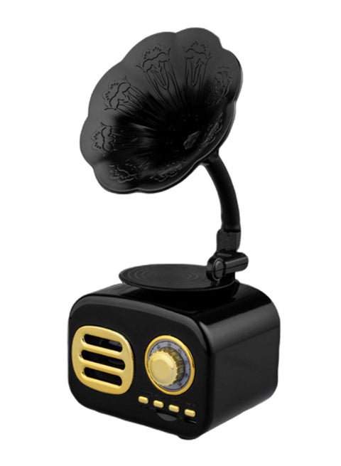Wireless Bluetooth Gramophone Pattern Speaker Black/Gold