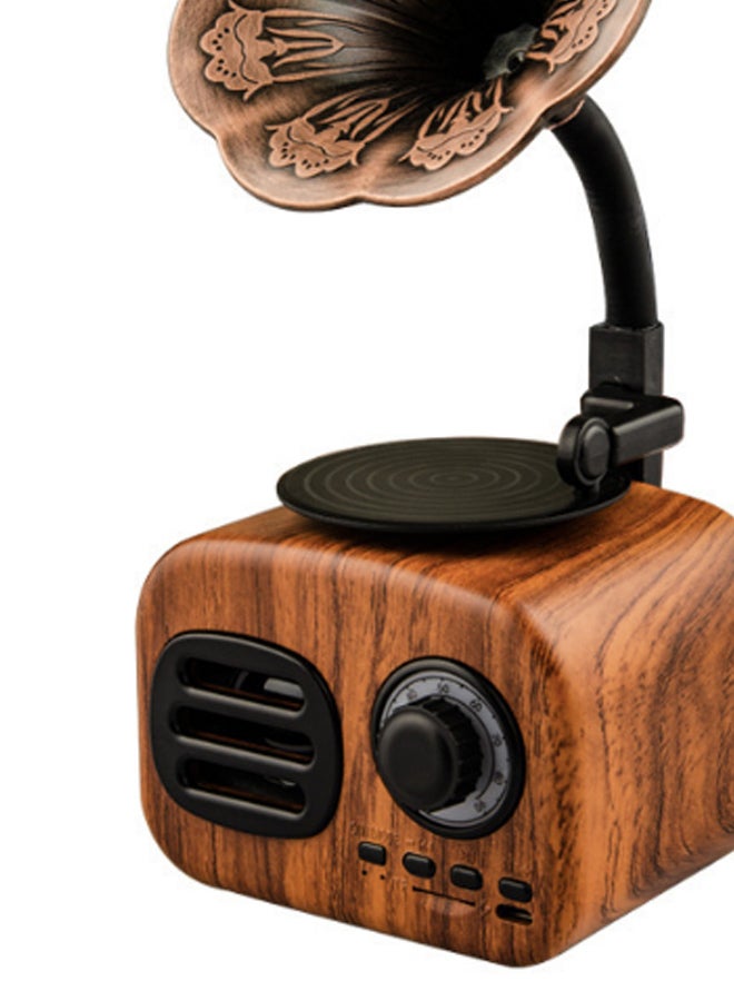Wireless Bluetooth Gramophone Pattern Speaker Brown/Black  - Image 2