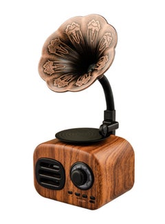Generic Wireless Bluetooth Gramophone Pattern Speaker Brown/Black  - Image 1