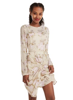 Printed Mini Dress Beige