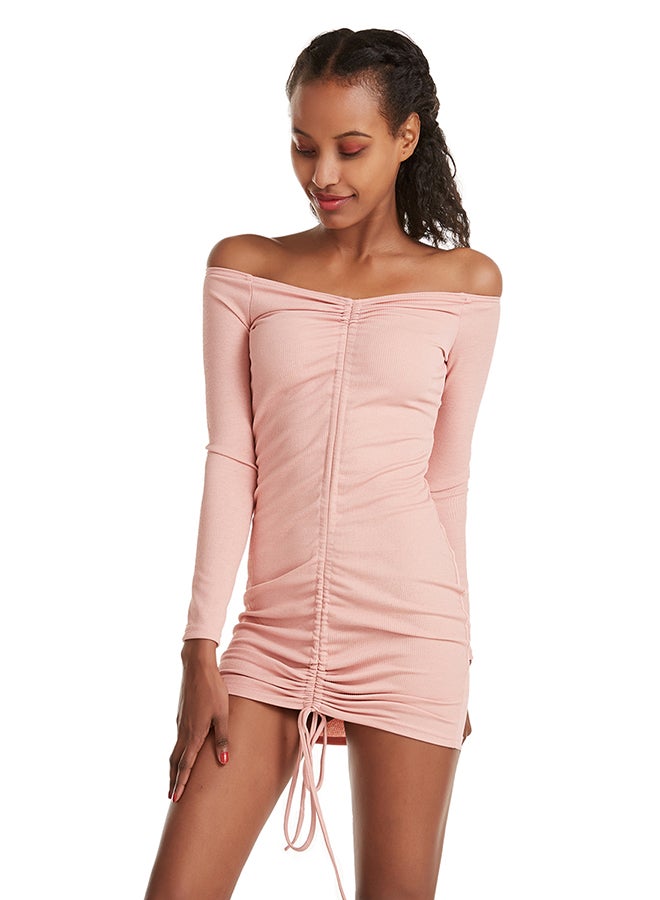 Hanyimidoo Tight Fit Solid Design Trendy Dress Pink  - Image 1