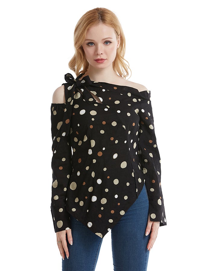 Hanyimidoo Printed Long Sleeves Top Black/Yellow  - Image 1