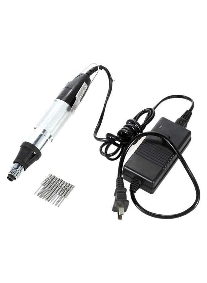 Generic DC Powered Electric Screwdriver With 10 Bits Black/Silver  - Image 1