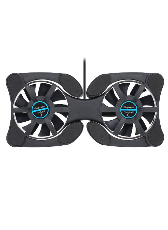 Generic Mini Portable USB Dual Cooling Fan For Laptop Black  - Image 1