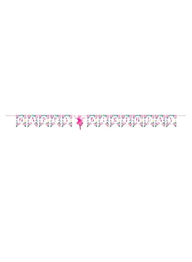 CREATIVE CONVERTING 12-Piece Floral Fairy Sparkle Printed Shaped Ribbon Banner Set 6 x 5.5inch 