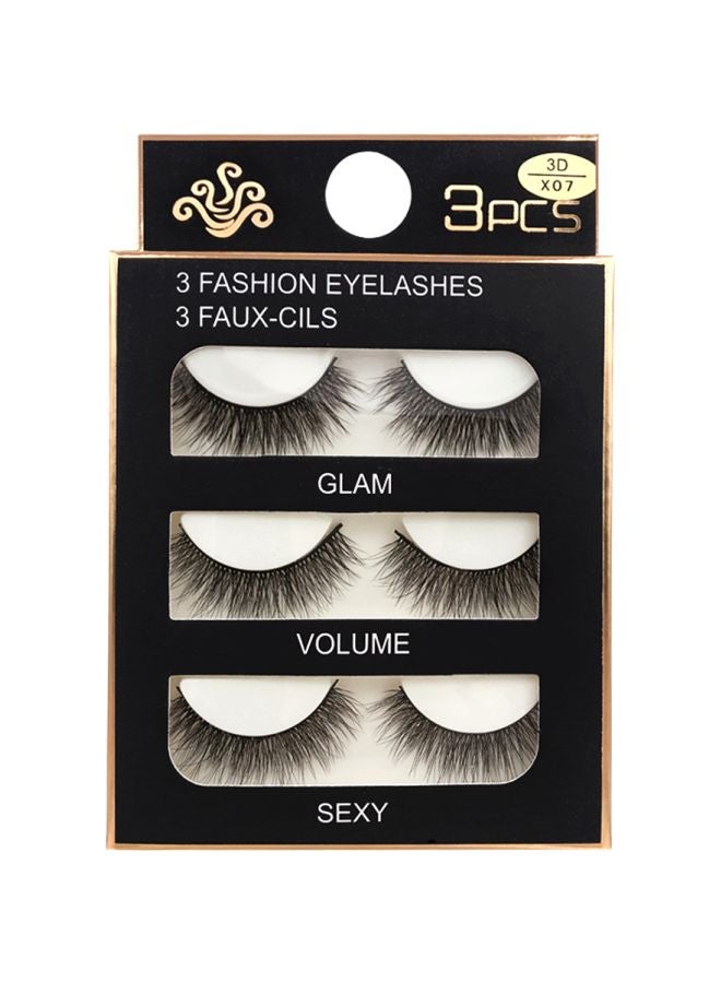 SHIDISHANGPIN - Pair Of 3 Mink Glam Volume And False Eyelashes Black - Image 1