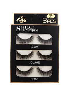 SHIDISHANGPIN Pair Of 3 Mink Glam Volume And False Eyelashes Black  - Image 2