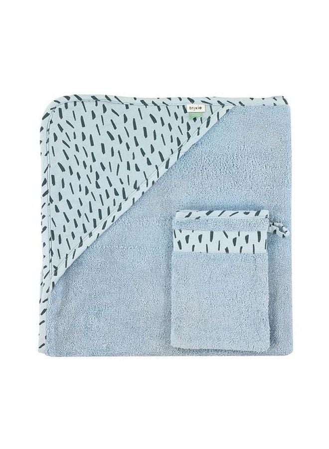 2-Piece Meadow Printed Hooded Towel With Wash Cloth Set