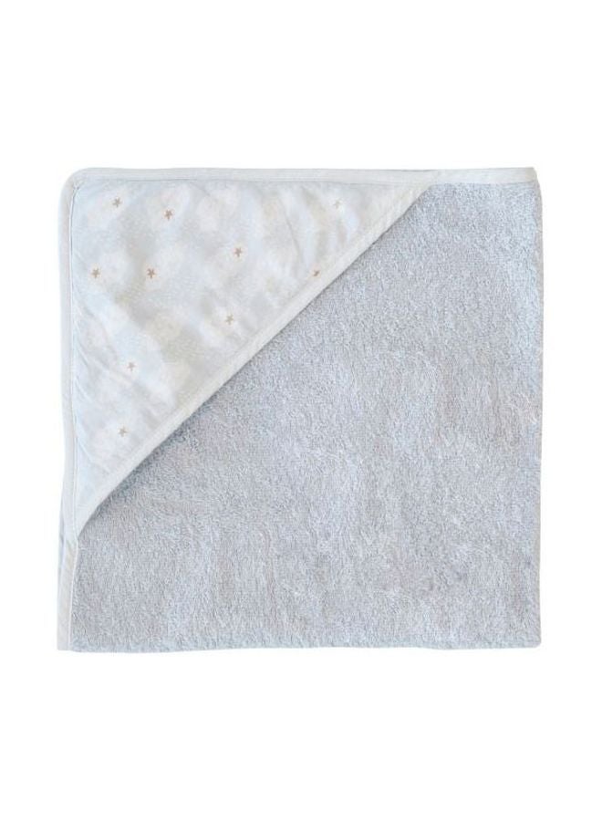 2-Piece Cloud Printed Hooded Towel With Wash Cloth Set
