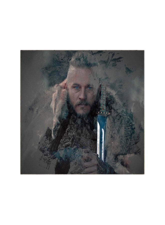 Ragnarr Loðbrók Viking MDF Wall Art Multicolour 30x30centimeter