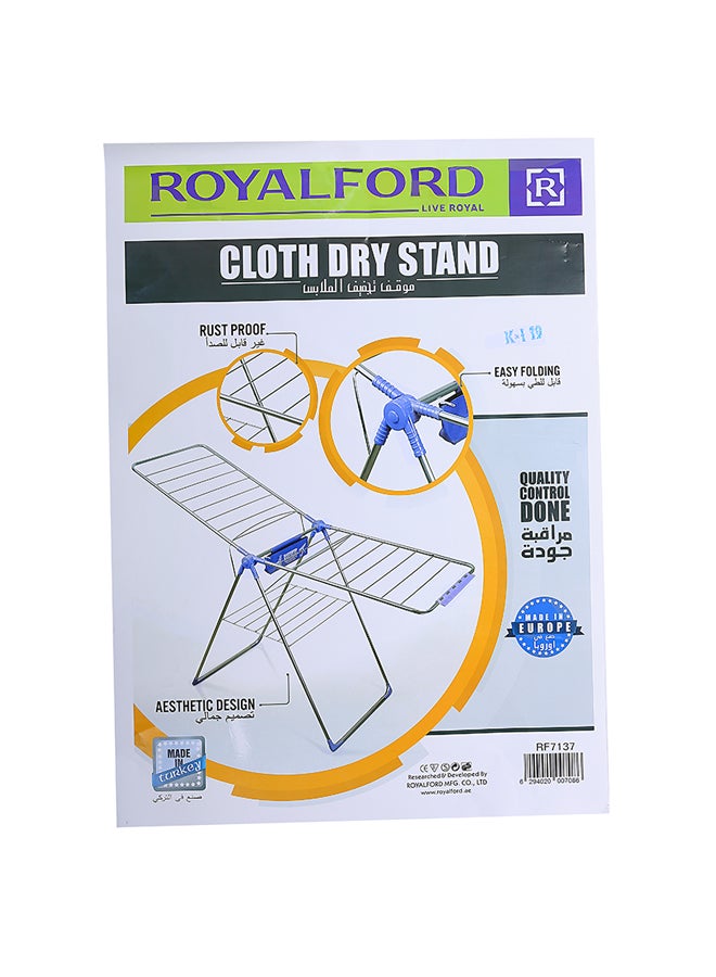 Royalford Foldable Cloth Dryer Stand Blue/Silver/Purple 55 x 180cm - Image 2