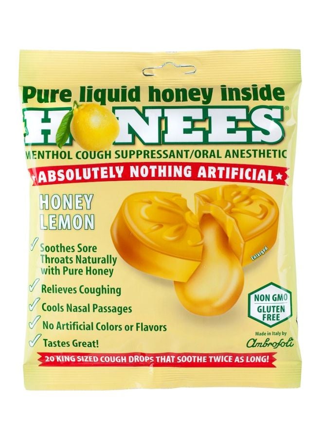 Honees Honey Lemon Cough Drops Herbal Supplement - 20 Cough Drops - Image 1