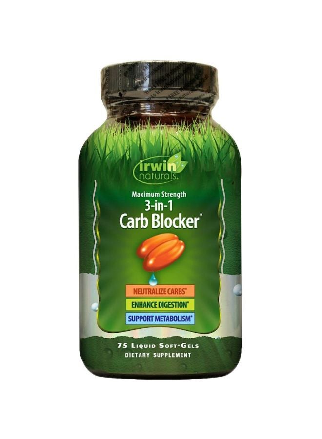 Irwin Naturals Maximum Strength 3-In-1 Carb Blocker - 75 Liquid Soft-Gels 