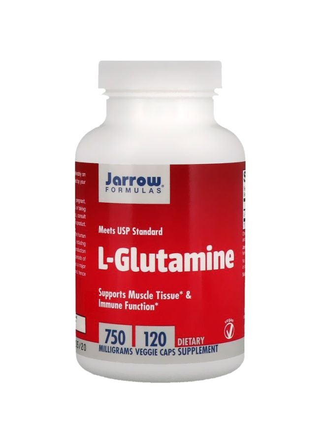 jarrow formulas L-Glutamine 750 mg Dietary Supplement - 120 Veggie Caps - Image 1