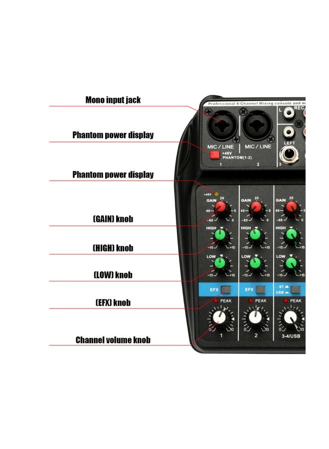 جهاز مزج الصّوت فانتوم باور مونيتور Aux باثز بلس مزود ب 4 قنوات ومنفذ USB - Image 4