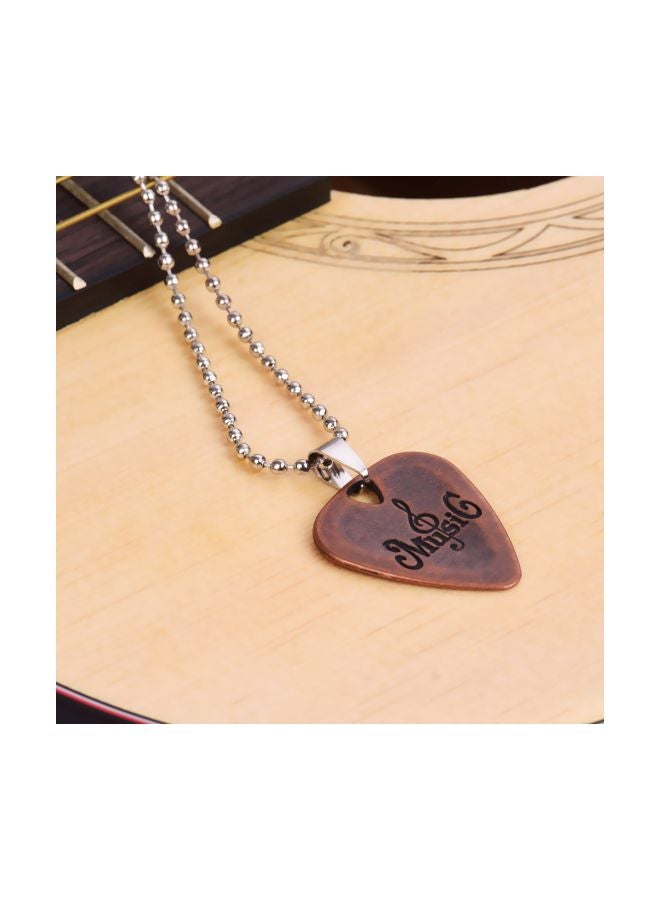 Generic Metal Ball Chain Necklace With Guitar Pick Pendant  - Image 3