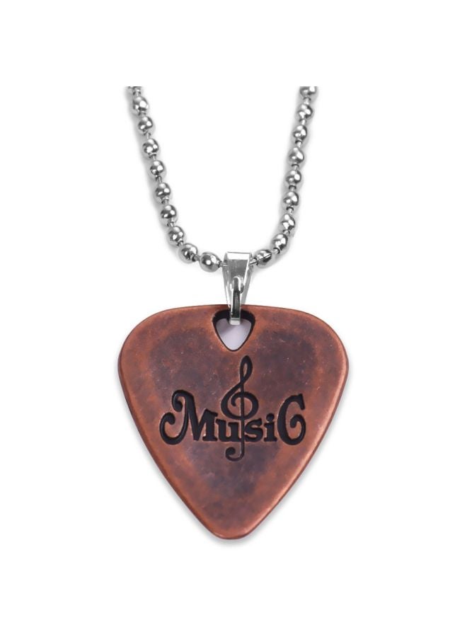 Generic Metal Ball Chain Necklace With Guitar Pick Pendant  - Image 5