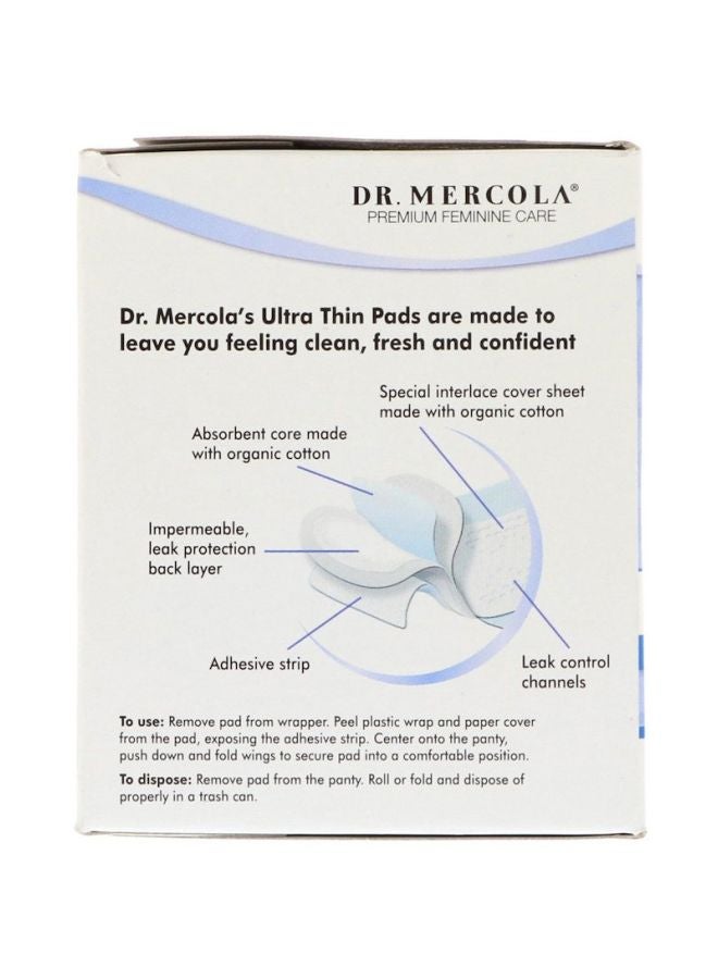 Dr. Mercola - 10-Piece Organic Cotton Ultra Thin Pads White - Image 1