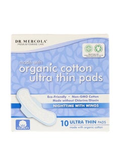 10-Piece Organic Cotton Ultra Thin Pads White