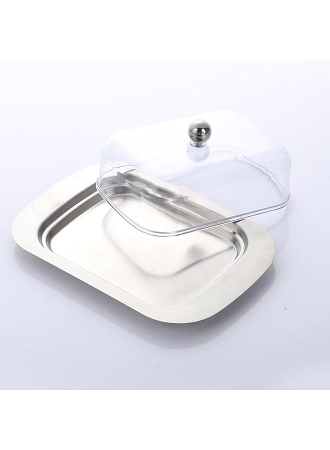 طبق زبدة بغطاء أكريليك فضي 18Ø³Ù†ØªÙŠÙ…ØªØ± - Image 3