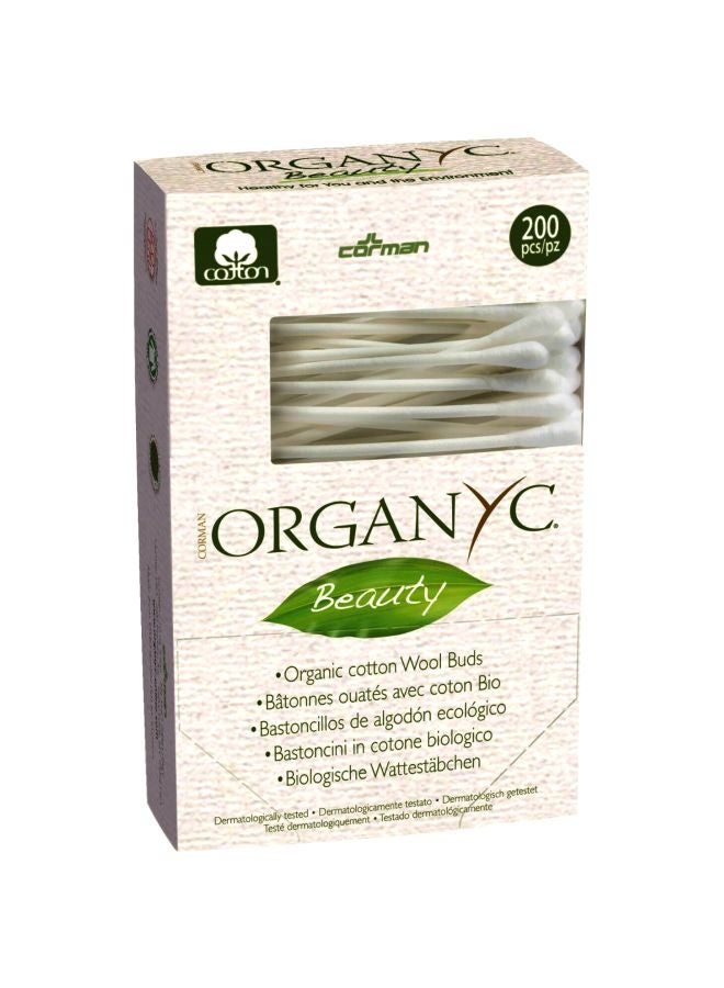 ORGANYC 200-Piece Beauty Organic Cotton Wool Buds White