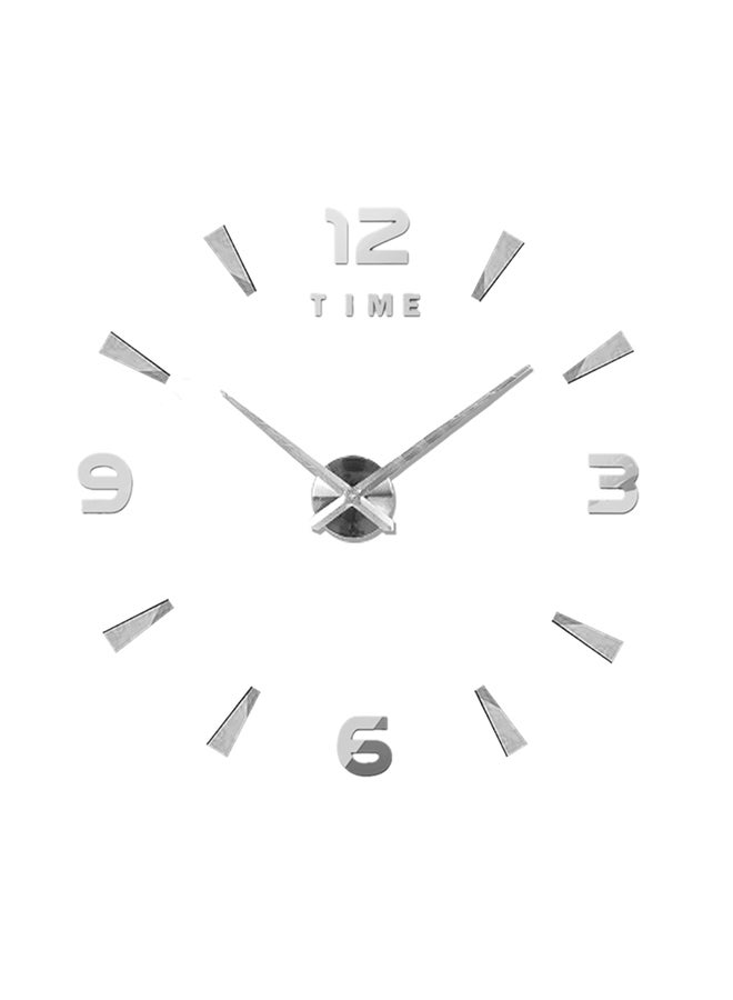 Frameless 3D Mirror Wall Clock Sticker Silver - Image 1