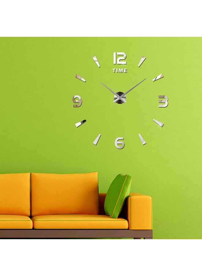 Frameless 3D Mirror Wall Clock Sticker Silver - Image 5