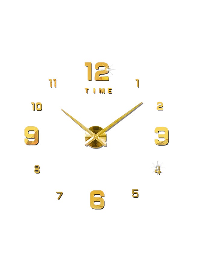 Frameless 3D Mirror Wall Clock Sticker Gold - Image 1