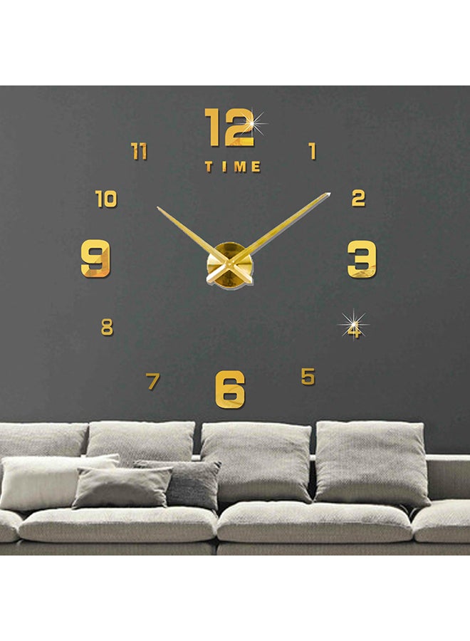 Frameless 3D Mirror Wall Clock Sticker Gold - Image 2