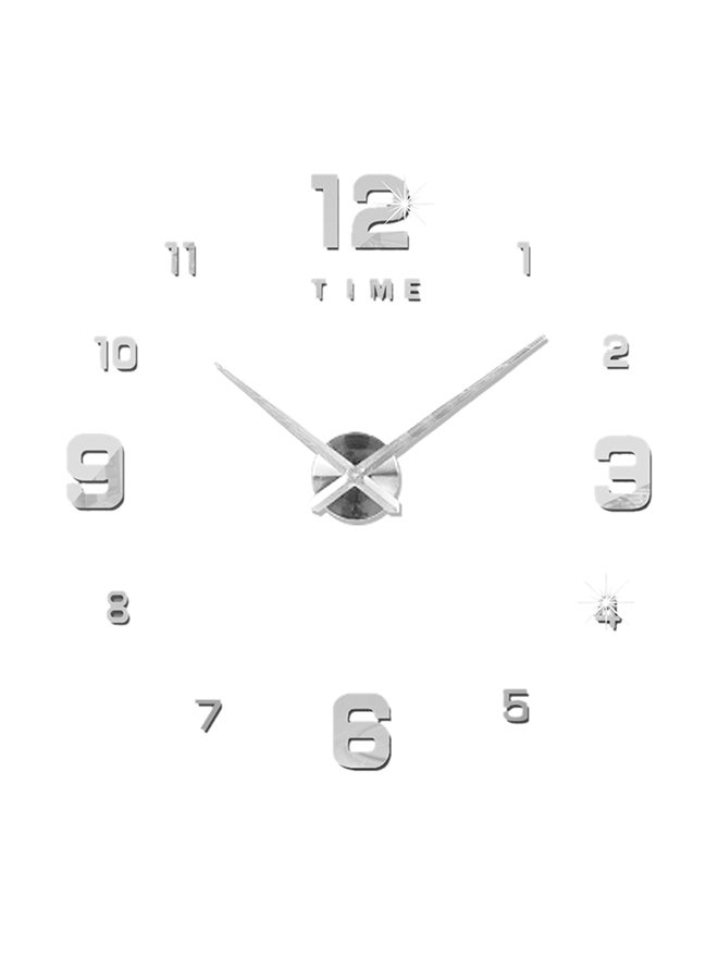 Frameless 3D Mirror Wall Clock Sticker Silver - Image 1