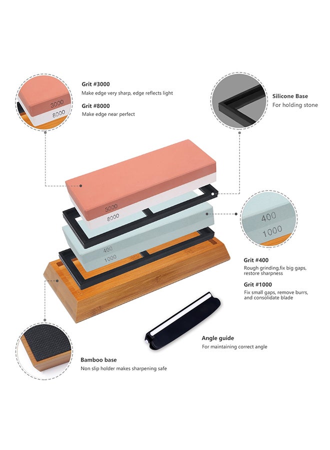 4-Piece Double-Sided Whetstone Cut Set Multicolour 23.5x6.5x10cm - Image 3