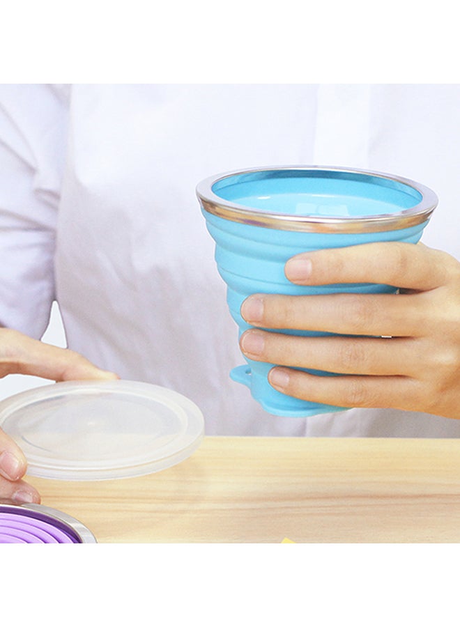 Silicone Collapsible Travel Cup Blue 10x3x10cm  - Image 4