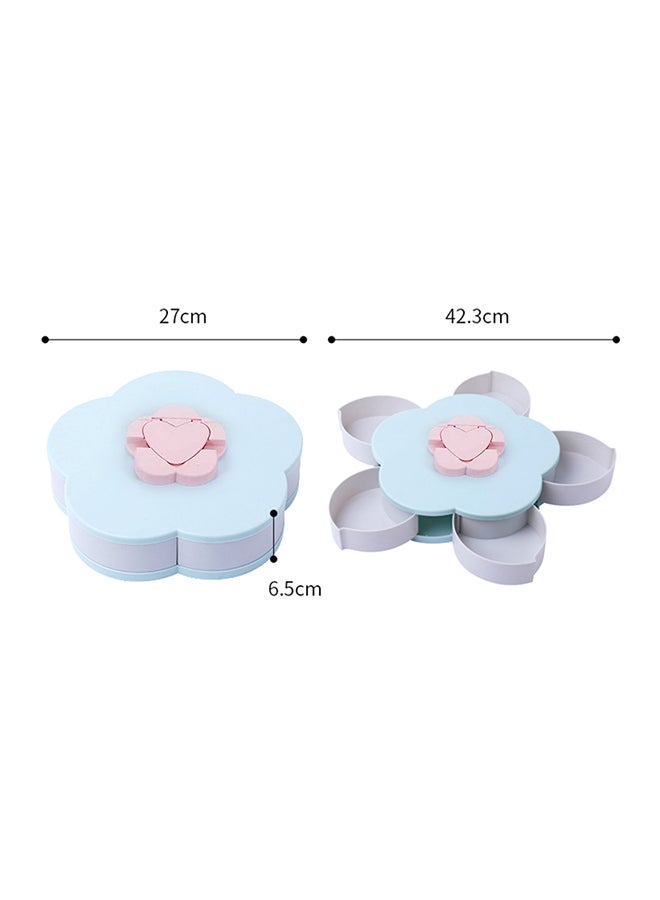 Petal-Shape Rotating Snack Tray Blue 27x8.5x27centimeter  - Image 3