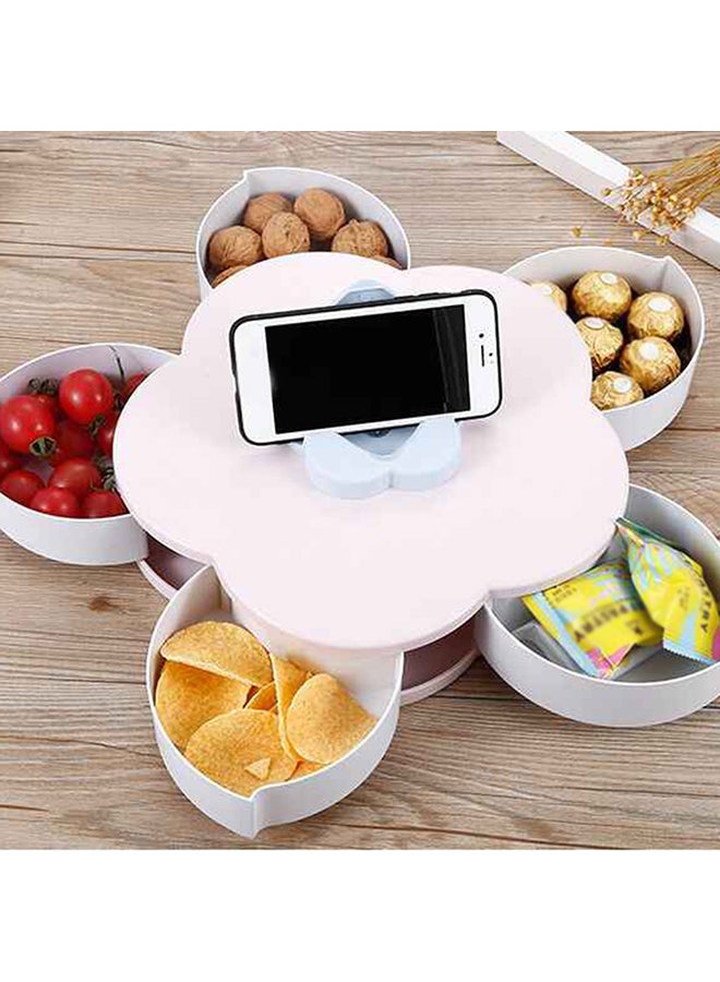 Petal-Shape Rotating Snack Tray Blue 27x8.5x27centimeter  - Image 4