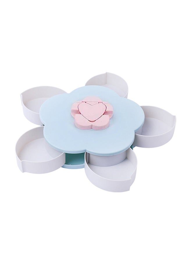 Petal-Shape Rotating Snack Tray Blue 27x8.5x27centimeter  - Image 1
