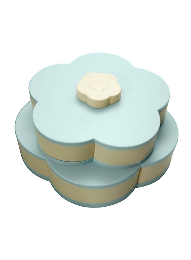 Double-Layer Petal-Shape Rotating Snack Tray Blue 27x14.5x27cm  - Image 1