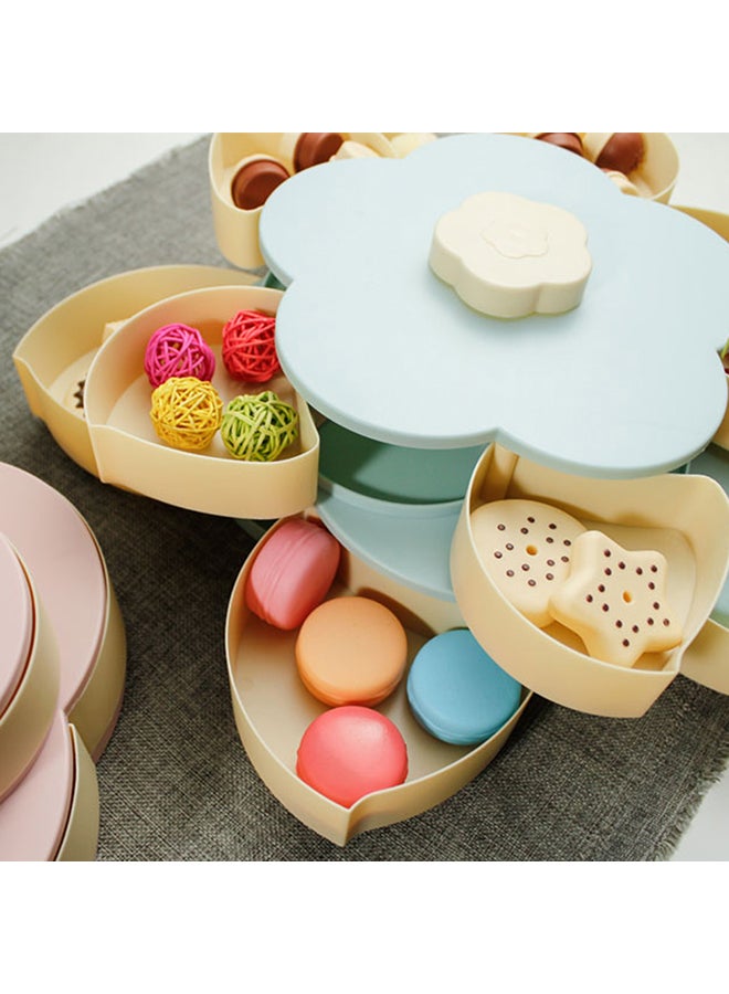 Double-Layer Petal-Shape Rotating Snack Tray Blue 27x14.5x27cm  - Image 4