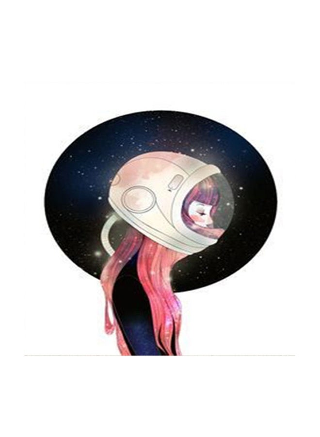 A Girl Wearing A Helmet Space Mdf Wall Art Multicolour 30x30cm
