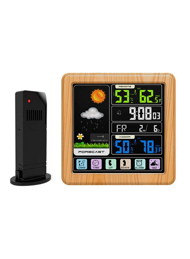 Generic - Lcd Screen Wireless Weather Station Alarm Clock Wood 24x5x19cm - Image 1