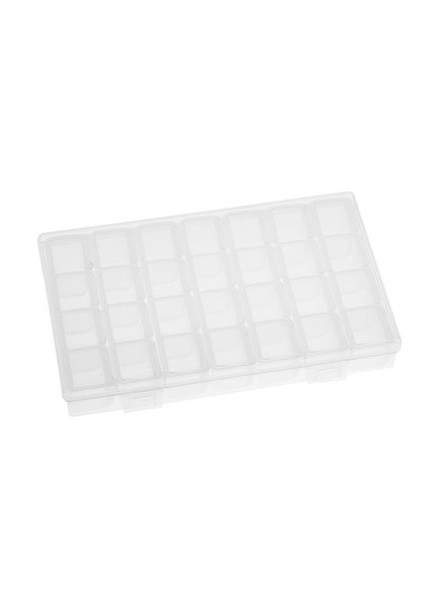 28 Grids Adjustable Storage Box For Diamond Jewelry White 17.5x2.5x11centimeter