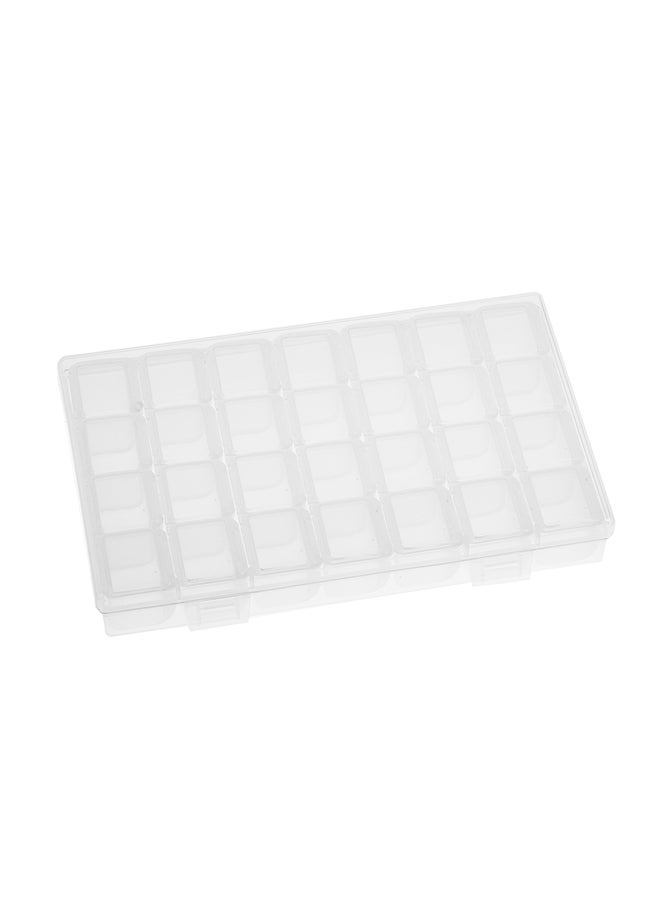 Generic - 28 Grids Adjustable Storage Box For Diamond Jewelry White 17.5x2.5x11centimeter - Image 1