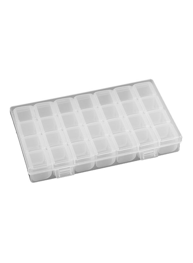 Generic - 28 Grids Adjustable Storage Box For Diamond Jewelry White 17.5x2.5x11centimeter - Image 1