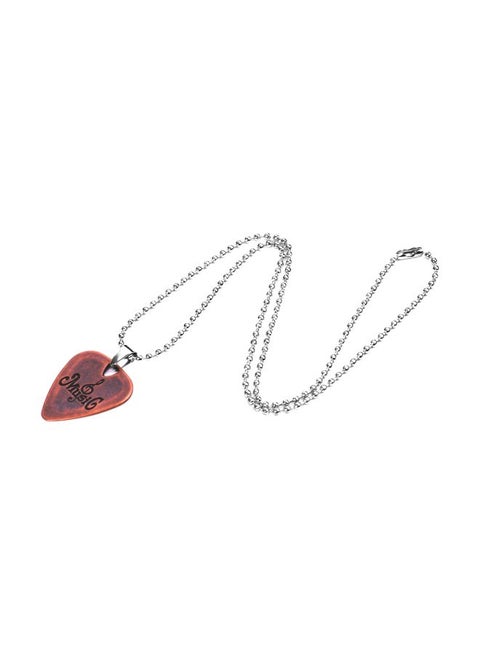 Metal Ball Chain Necklace With Guitar Pick Pendant