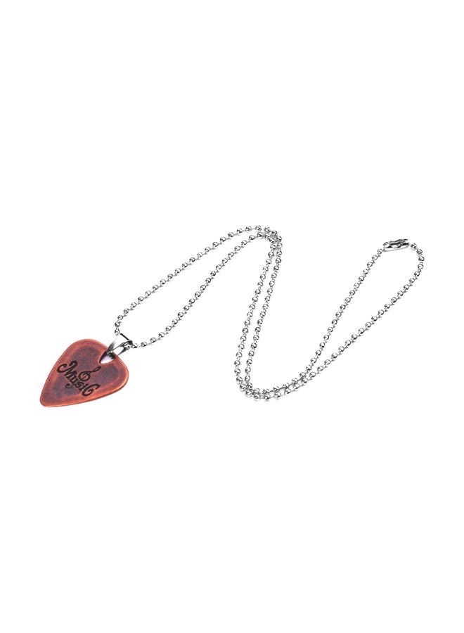 Generic Metal Ball Chain Necklace With Guitar Pick Pendant  - Image 1
